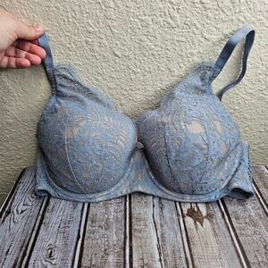 Victoria's secret blue and tan lacey Dream angles lined demi bra  size 36DD